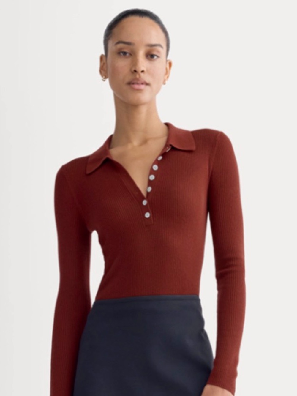 Everlane Ribbed Polo Sweater - 100% ultra fine merino wool - Size S